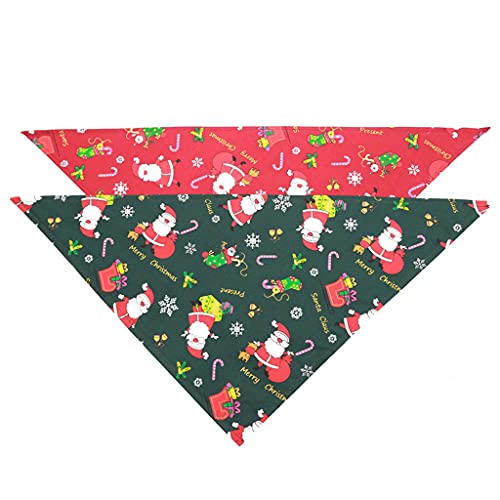 U-M Pañuelo de Navidad para mascotas con patrón de Papá Noel bufanda roja verde perro Bandana gato collar babero