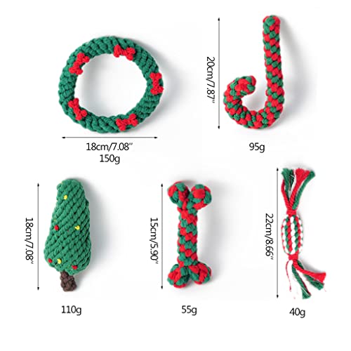 unknows 5 Pcs Christmas Theme Dog Chew Toy Rope Body Interactive for Puppy Breed Reducing Bore Dog Chew Toys for Puppy Home Gift Puppy Teething Toys