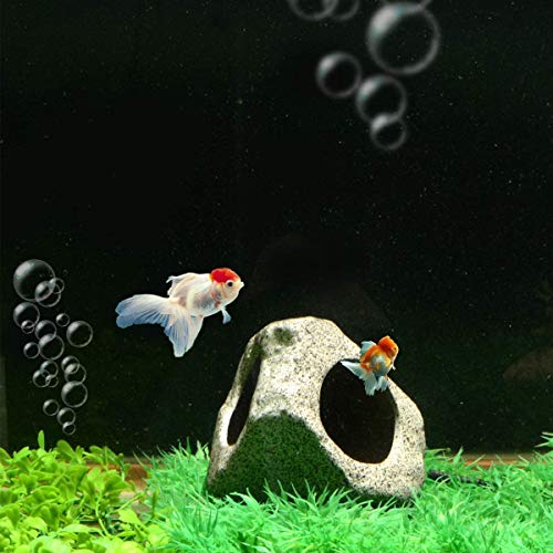 Uotyle - Cueva de cerámica, decoración de acuario, cueva de cerámica, cíclidos, camarones, cueva de peces, cuevas, ornamentos para peces para descansar, ocultar y jugar, color gris