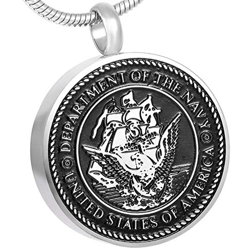 Urna Cremación Colgante Collar De Urna Azul Marino Para Cenizas Collar Conmemorativo Personalizado Duelo De La Marina De Los Ee. Uu., Collar De 1 Pieza De Día De Nacimiento