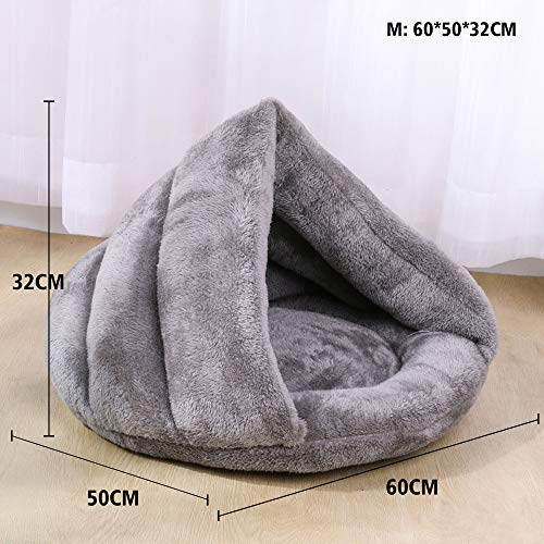 Vejaoo Saco de Dormir Cálido Cuevas casa Sleeping Bed Noble Cama para Perros y Gatos Puppy Conejo Mascota XZ001 (M: 60 * 50 * 32cm, Grey)