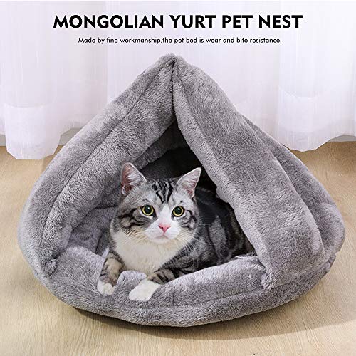 Vejaoo Saco de Dormir Cálido Cuevas casa Sleeping Bed Noble Cama para Perros y Gatos Puppy Conejo Mascota XZ001 (M: 60 * 50 * 32cm, Grey)