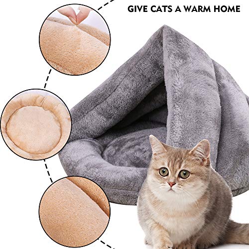 Vejaoo Saco de Dormir Cálido Cuevas casa Sleeping Bed Noble Cama para Perros y Gatos Puppy Conejo Mascota XZ001 (M: 60 * 50 * 32cm, Grey)