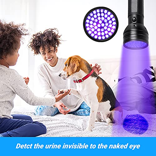 VicTop Linterna UV de 51 LED con gafas de protección UV, portátil, detector de orina para perros, gatos, manchas de mascotas, chinches de cama, caza en escorpiones para alfombra/suelo