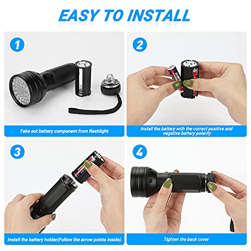 VicTop Linterna UV de 51 LED con gafas de protección UV, portátil, detector de orina para perros, gatos, manchas de mascotas, chinches de cama, caza en escorpiones para alfombra/suelo