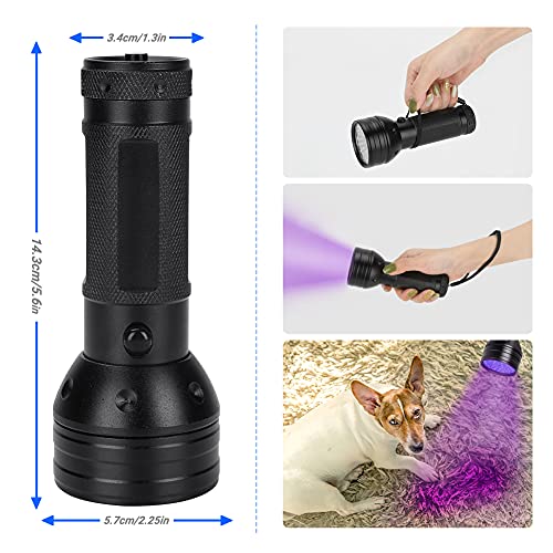 VicTop Linterna UV de 51 LED con gafas de protección UV, portátil, detector de orina para perros, gatos, manchas de mascotas, chinches de cama, caza en escorpiones para alfombra/suelo