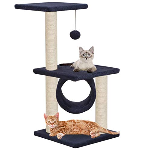 vidaXL Rascador Gatos con Poste Rascador de Sisal 65cm Azul Oscuro Mascotas