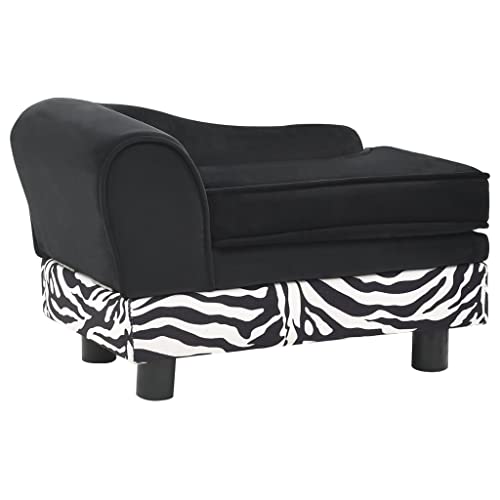 vidaXL Sofá para Perros Cama Mascotas Almacenamiento Gato Animales Pequeños Suave Grueso Acolchado Antideslizante Felpa Negro 57x34x36 cm