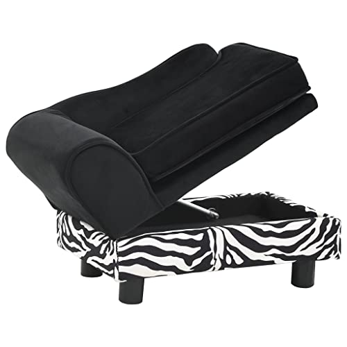 vidaXL Sofá para Perros Cama Mascotas Almacenamiento Gato Animales Pequeños Suave Grueso Acolchado Antideslizante Felpa Negro 57x34x36 cm
