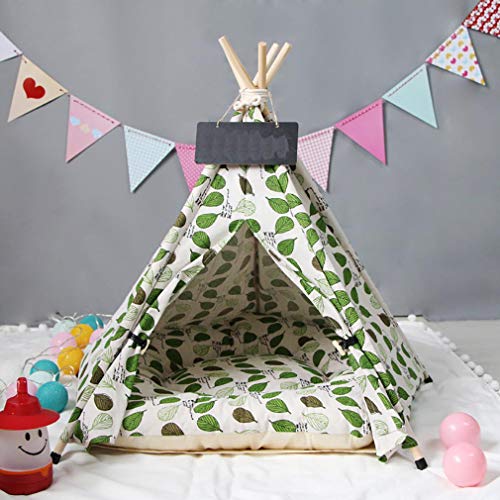 Vinny Tienda para Mascotas con Cama Casa de Lona para Perros y Gatos Casas con Cojín Extraíble y Lavable para Mascotas con Cojín de Teepee Gato y Perro Cama con cojín Lona
