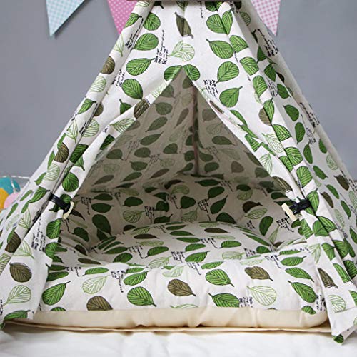 Vinny Tienda para Mascotas con Cama Casa de Lona para Perros y Gatos Casas con Cojín Extraíble y Lavable para Mascotas con Cojín de Teepee Gato y Perro Cama con cojín Lona