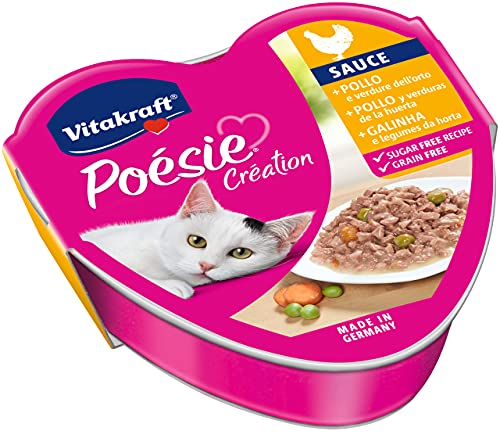 Vitakraft - Poésie Creation Sauce, alimento húmedo para Gatos en Salsa, Variedad Pollo y Verduras de la Huerta - 85 g