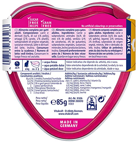 Vitakraft - Poésie Creation Sauce, alimento húmedo para Gatos en Salsa, Variedad Pollo y Verduras de la Huerta - 85 g