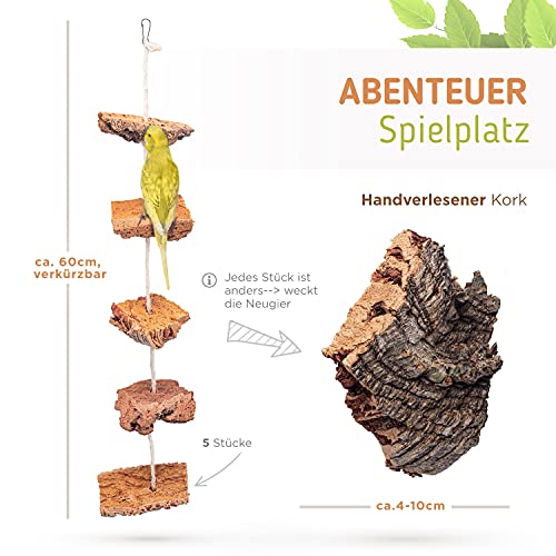 Vogelgaleria Cuerda de corcho, el accesorio perfecto para pájaros para escalar y mordisquear para periquitos, etc.