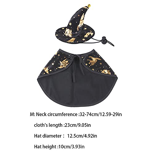 VONGLYHOO Disfraz De Halloween De Gatos, Halloween Capa Hat Kit Mapa De Perro Cape De Pet con Sombrero De Bruja Disfraz De Manto para Gatos Y Perros Pequeños Halloween Cosplay Party Decoration M