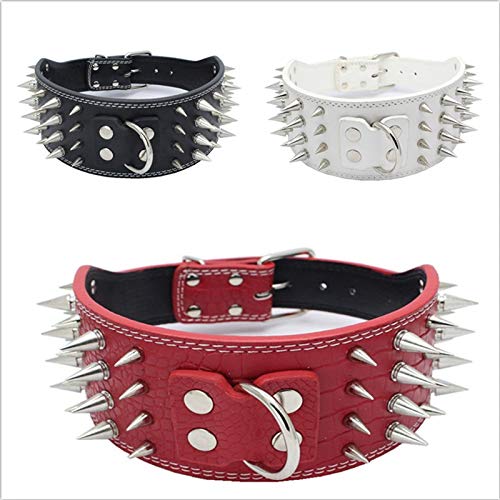 WALLPU Collar De Perro Grande,Cuatro Filas De Picos para Evitar Que Las Mascotas Sean Mordidas Remaches/Suministros para Collar,Blue-S