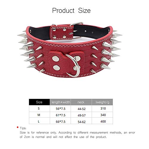 WALLPU Collar De Perro Grande,Cuatro Filas De Picos para Evitar Que Las Mascotas Sean Mordidas Remaches/Suministros para Collar,Blue-S