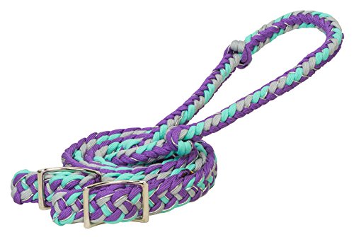Weaver Leather - Rienda Trenzada de Nailon, Weaver - Riendas de Nailon Trenzado, Color Morado y Gris, 35-2051-B21, Morado/Gris/Menta/Brillo, 1/2" x 8'