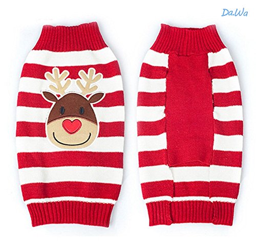 Westeng Ropa para Mascotas de Navidad Alces Lindos Ropa de Invierno para Perros Suéter Suministros Trajes de Navidad para Gatos Size M-32 * 39 * 34cm (Rojo)