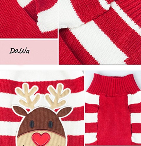 Westeng Ropa para Mascotas de Navidad Alces Lindos Ropa de Invierno para Perros Suéter Suministros Trajes de Navidad para Gatos Size M-32 * 39 * 34cm (Rojo)