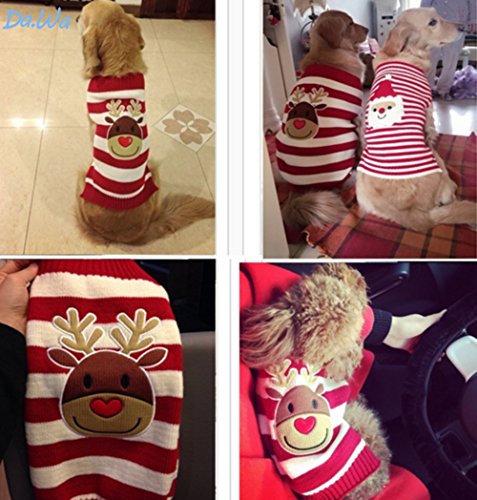 Westeng Ropa para Mascotas de Navidad Alces Lindos Ropa de Invierno para Perros Suéter Suministros Trajes de Navidad para Gatos Size M-32 * 39 * 34cm (Rojo)