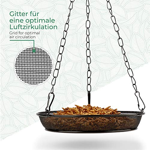 Wildlife Friend I Comedero Colgante para Gusanos de la harina, 18 cm de diámetro, comedero para pájaros, estación de alimentación de Metal para Aves Silvestres Durante Todo el año