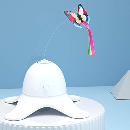 wirlsweal Mariposa eléctrica Stick Automático Interactivo Divertido Gato Puzzle Pet Pet Blanco