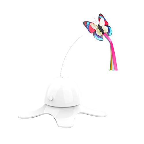 wirlsweal Mariposa eléctrica Stick Automático Interactivo Divertido Gato Puzzle Pet Pet Blanco