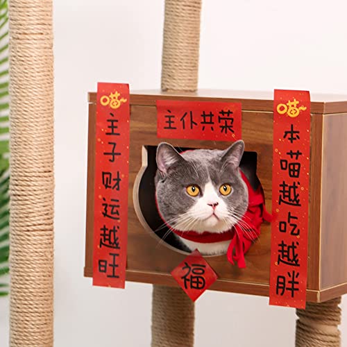 WLWLEO Decoración de año Nuevo Chino Pareados Tradicionales Chinos del Festival de Primavera para casa Mascotas Mini pareado para Caja Arena Perros Gatos, 2 Juegos,1