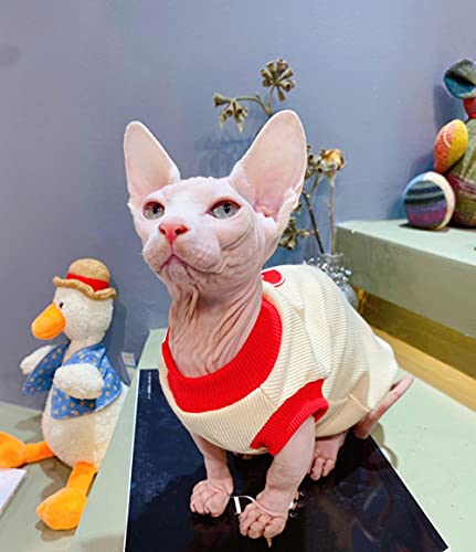 WMXING Ropa de Gato de Sphynx, Ropa de Gato de Estiramiento Delgada de algodón, sin Ropa de cavidad-Beige_Metro