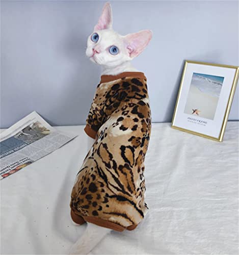 WMXING Ropa para Gatos, Ropa para Gatos Sphynx, Ropa para Gatos de Cuatro Patas, Ropa Abrigada para Gatos con Terciopelo-Patrón de Tigre_M