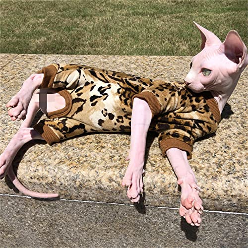 WMXING Ropa para Gatos, Ropa para Gatos Sphynx, Ropa para Gatos de Cuatro Patas, Ropa Abrigada para Gatos con Terciopelo-Patrón de Tigre_M