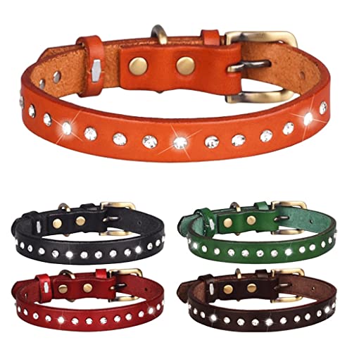 WNWL Collares de Perro de Moda Collars Coloridos Ajustables Cuello del Gato Cuello de la Primera Capa Correa del Cuello de la Piel for Perros Suministros de Mascotas Suaves