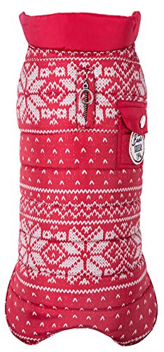 Wouapy - Abrigo de plumón Jacquard Rojo de Wouapy en Talla XXXS, Protege a su Perro de Las Intemperias para Perros