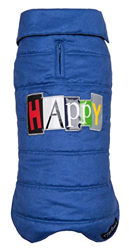 Wouapy - Abrigo Happy Azul de Wouapy en Talla L para Proteger a su Perro de Las Intemperies