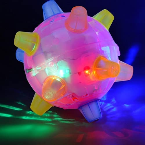 woyada Pelota de activación de salto para perros y juguetes divertidos con luz LED colorida y música