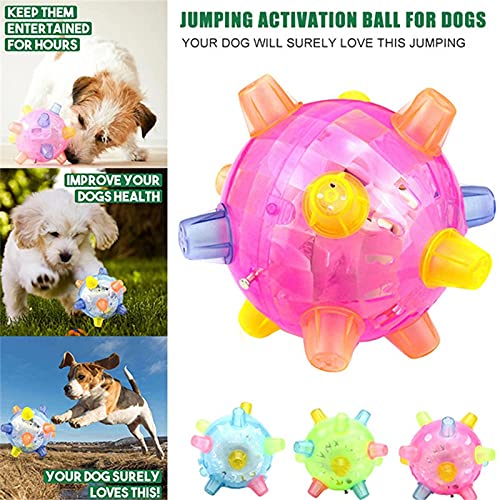 woyada Pelota de activación de salto para perros y juguetes divertidos con luz LED colorida y música