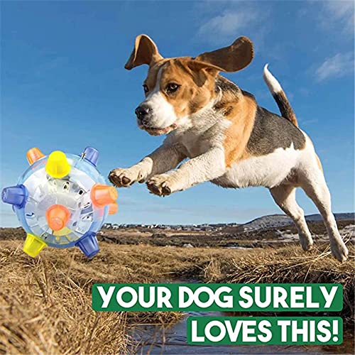 woyada Pelota de activación de salto para perros y juguetes divertidos con luz LED colorida y música
