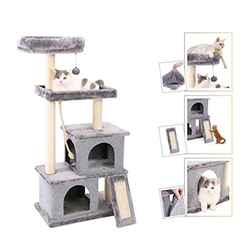 xczbb árbol de Gato Cat Scratcher Tower Muebles for el hogar Árbol de Gato Mascotas Hamaca Sisal Cat Rasguño Post Escalada Marco Juguete Amplio Juguetes de Peluche (Color : 1, Size