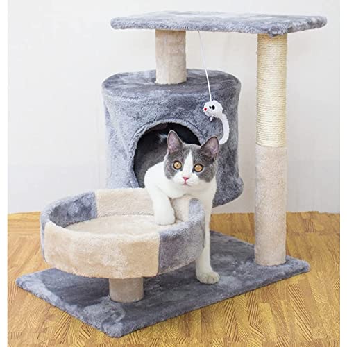 xczbb árbol de Gato Profesional Cat Tree Tree Cat Climbing Marco Salto Gatos Scrapper Tree House Scratching Post for los Gatos Muebles de árbol Juguetes de Peluche (Color : Grey, Size : 1)