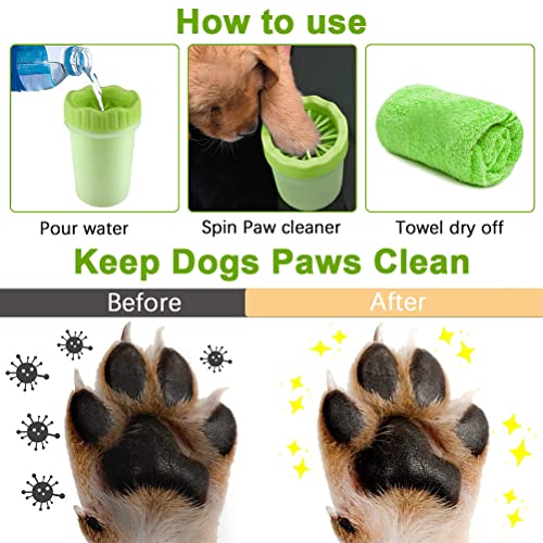 XIHUAN Impiador Pata Perro, Limpiador De Patas De Perros, PortáTil Desmontable Limpiador De Huellas De Perro, Limpiador Patas Perro Mascota para Limpiar Los Pies Sucios De Mascotas (Verde)