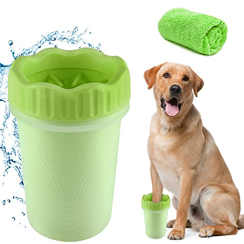 XIHUAN Impiador Pata Perro, Limpiador De Patas De Perros, PortáTil Desmontable Limpiador De Huellas De Perro, Limpiador Patas Perro Mascota para Limpiar Los Pies Sucios De Mascotas (Verde)