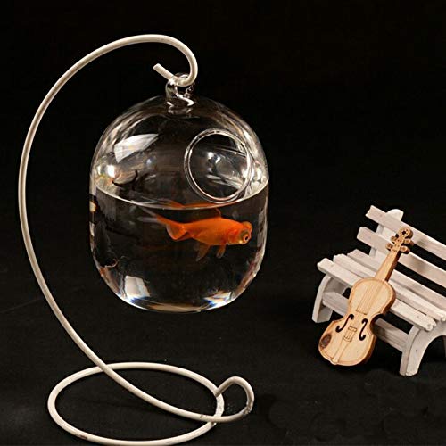 Xuebai suspendido Transparente Colgante de Vidrio pecera Botella de infusión Acuario Flor Pl florero Transparente