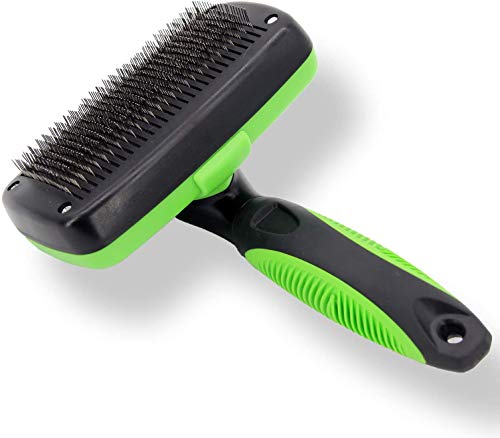XYL Auto Limpieza del Impermeable Cepillo para Perros de Pelo Largo retráctil Cepillo de preparación del Perro para Cachorros Gato Cepillo para arrojar Medio Rizado Pelo del Animal doméstico