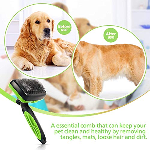 XYL Auto Limpieza del Impermeable Cepillo para Perros de Pelo Largo retráctil Cepillo de preparación del Perro para Cachorros Gato Cepillo para arrojar Medio Rizado Pelo del Animal doméstico