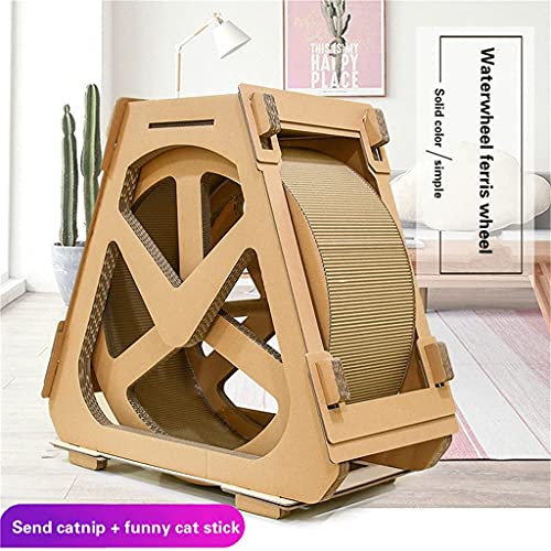YAMMY Muebles para Mascotas Rueda hidráulica Gatos Escalador Cinta de Correr Rueda de la Fortuna Papel Corrugado Rasguño Cartón Agarre Arrastre Estante Podredumbre (árbol de Gato)