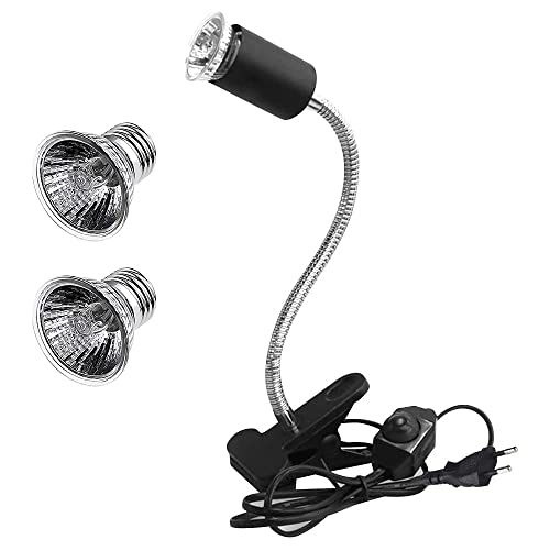 YeenGreen Lámpara de Calor de Tortuga, Lámpara de Calor para Reptiles y Terrarios 2 * 25 W con Soporte UVA UVB Lámpara, Luz de Calor para Tortugas, para Lagartos, Serpientes Tortuga