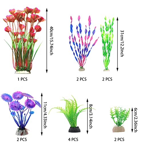 yine Plantas de plástico para acuarios, plantas acuáticas artificiales, plantas de plástico, plantas acuáticas decorativas, plástico