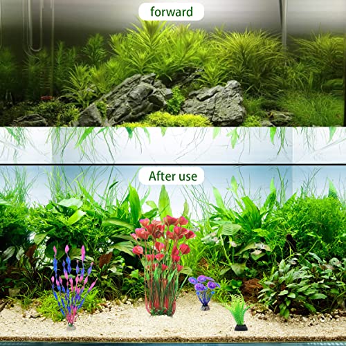 yine Plantas de plástico para acuarios, plantas acuáticas artificiales, plantas de plástico, plantas acuáticas decorativas, plástico