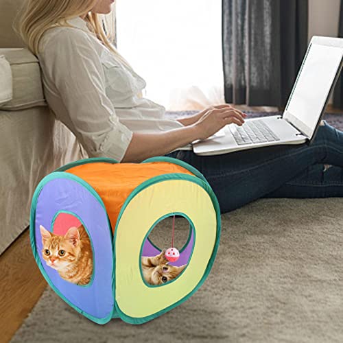 Ykop Cubo de Gato para Gatos de Interior, túneles de Gato en el Interior, Tienda de campaña Plegable para Gatos Juguete Divertido para Gatos Casa de Gato para Interiores Cueva escondida para Gatos